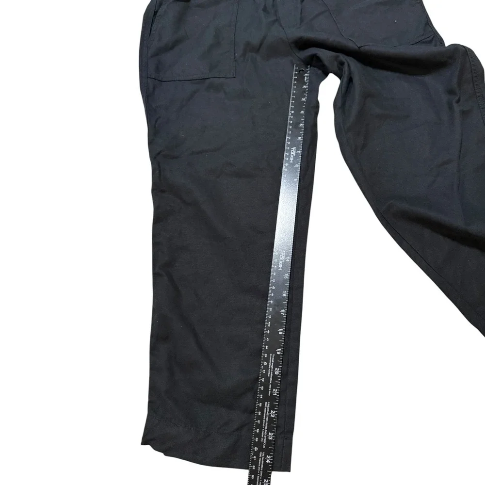 Banana Republic Black Linen Lyocell Blend Pull On Pants Tapered Crop Size L